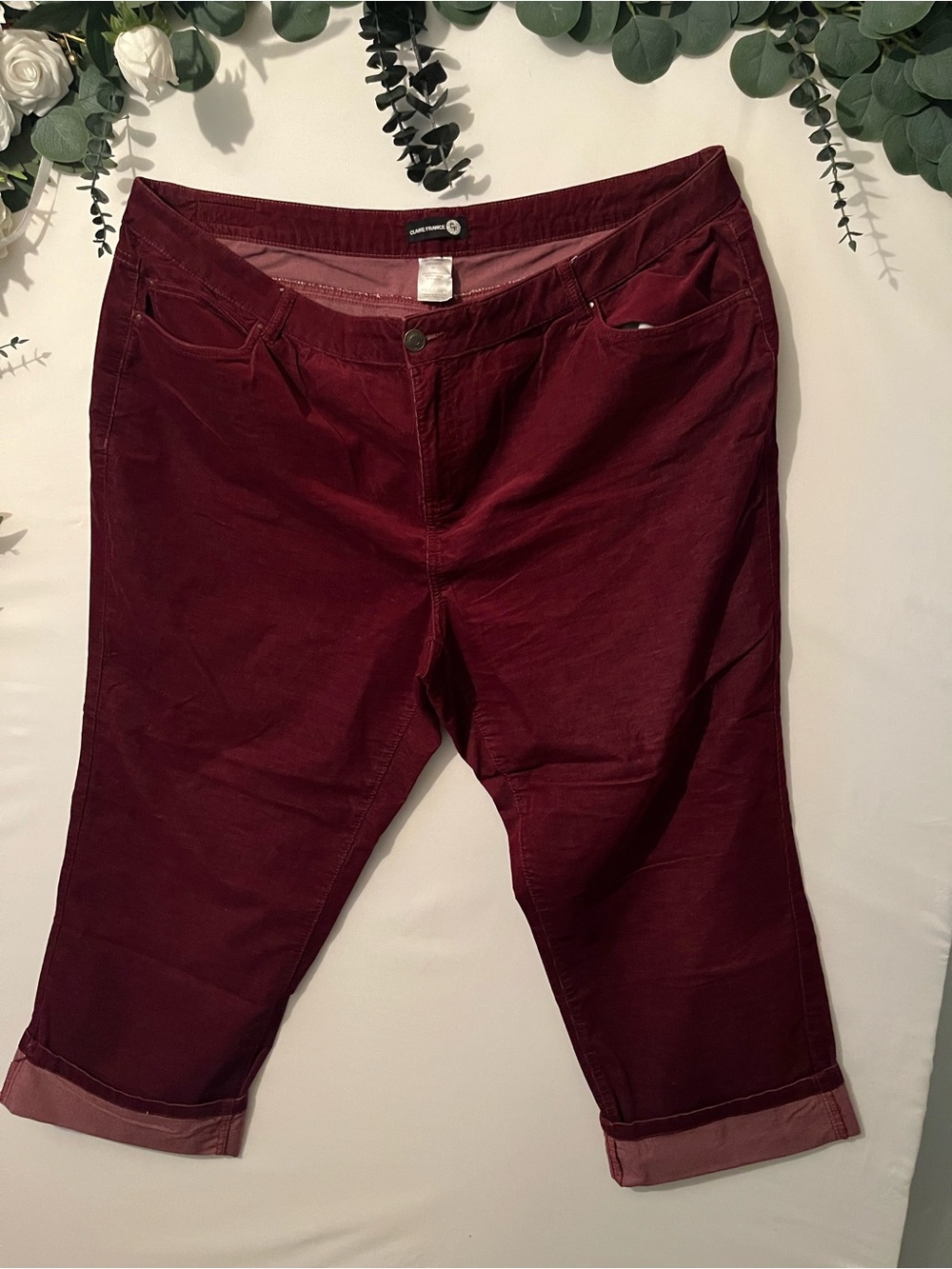 Corduroy Capris in Deep Wine